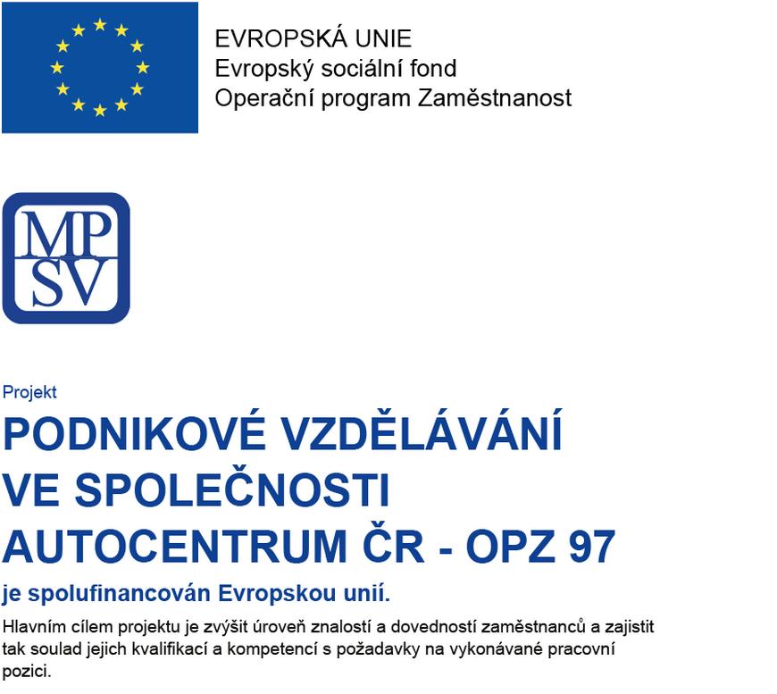 Podnikové vzdělávání ve společnosti AutoCentrum ČR  - OPZ 97